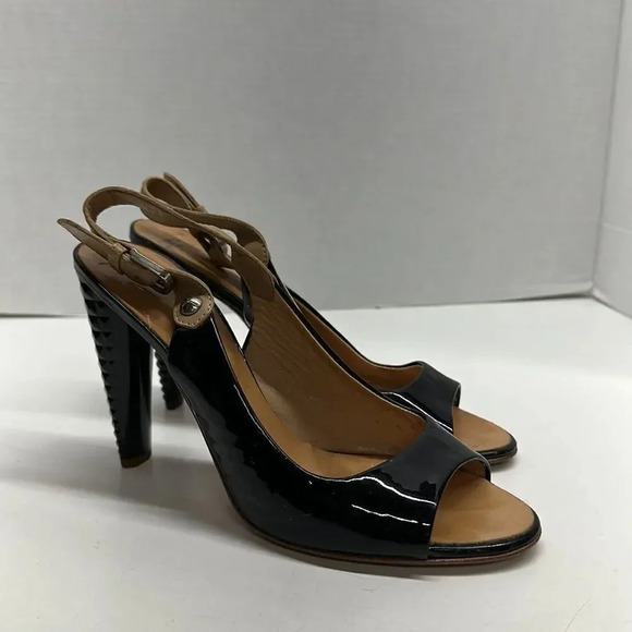 Giuseppe Zanotti Heels High Heel Open Toe Ankle Strap Patent Leather Size 9.5 - Picture 1 of 11